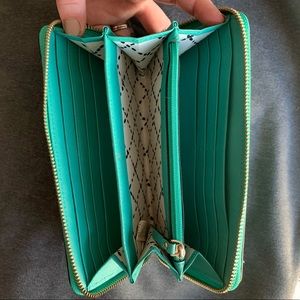 Kate spade zip around continental teal wallet